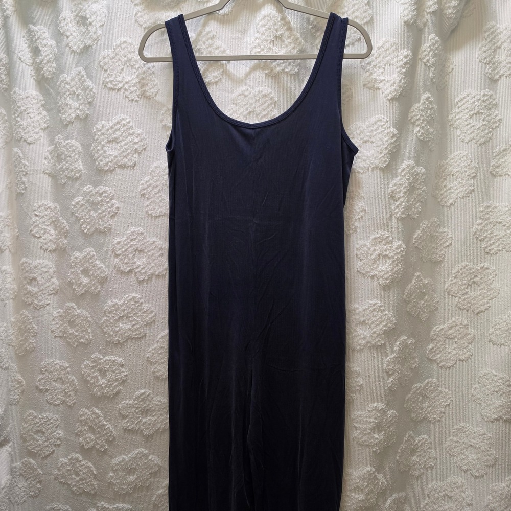 Marine Layer Re-Spun Navy Blue‎ Ribbed Wide Leg Scoop Neck Jumpsuit Small